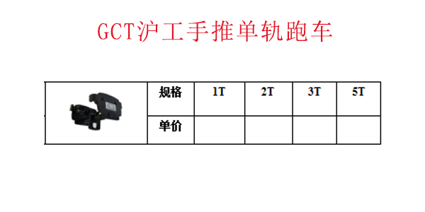 GCT沪工手推单轨跑车