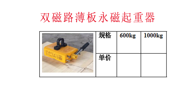 双磁路薄板永磁起重器