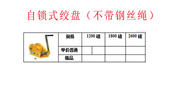 自锁式绞盘（不带钢丝绳